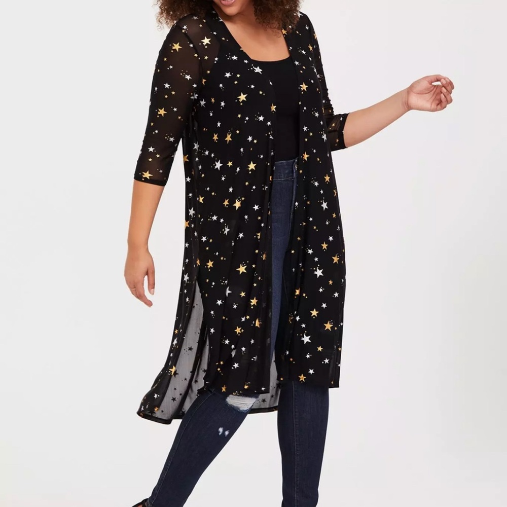 Torrid Black Star Print Duster